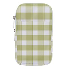 Green Tea Plaids - Green White Waist Pouch (large) by ConteMonfrey