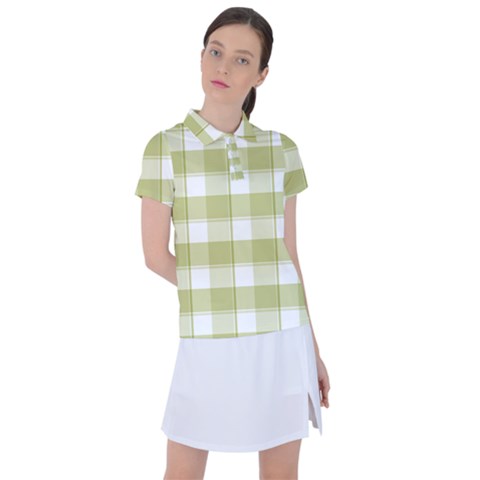 Green Tea Plaids - Green White Women s Polo Tee by ConteMonfrey