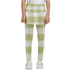 Green Tea Plaids - Green White Kids  Skirted Pants by ConteMonfrey