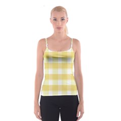 Cute Plaids White Yellow Spaghetti Strap Top by ConteMonfrey