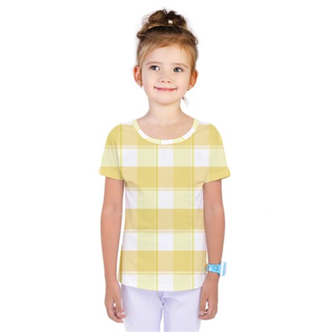 Cute Plaids White Yellow Kids  One Piece Tee by ConteMonfrey