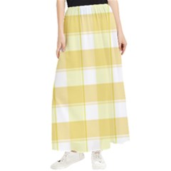 Cute Plaids White Yellow Maxi Chiffon Skirt by ConteMonfrey