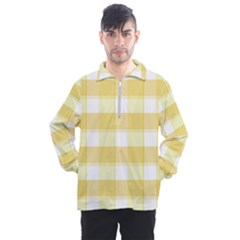 Cute Plaids White Yellow Men s Half Zip Pullover by ConteMonfrey