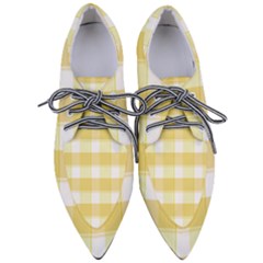 Cute Plaids White Yellow Pointed Oxford Shoes by ConteMonfrey