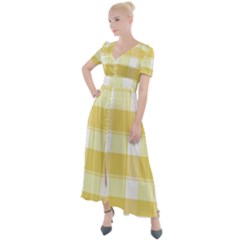 Cute Plaids White Yellow Button Up Short Sleeve Maxi Dress by ConteMonfrey