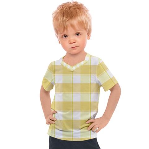 Cute Plaids White Yellow Kids  Sports Tee by ConteMonfrey