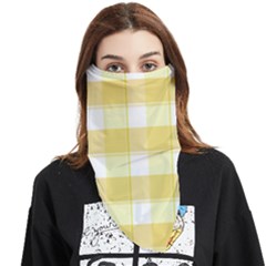 Cute Plaids White Yellow Face Covering Bandana (triangle) by ConteMonfrey