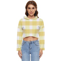 Cute Plaids White Yellow Women s Lightweight Cropped Hoodie by ConteMonfrey