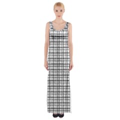 Small White Lines - Plaids Thigh Split Maxi Dress by ConteMonfrey