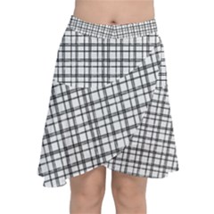 Small White Lines - Plaids Chiffon Wrap Front Skirt by ConteMonfrey