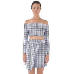 Small White Lines - Plaids Off Shoulder Top With Skirt Set by ConteMonfrey