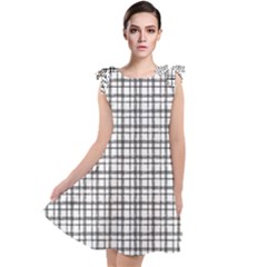 Small White Lines - Plaids Tie Up Tunic Dress