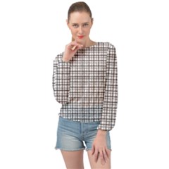 Small White Lines - Plaids Banded Bottom Chiffon Top by ConteMonfrey