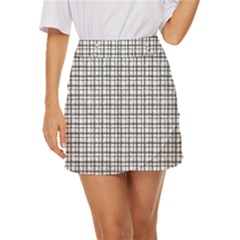 Small White Lines - Plaids Mini Front Wrap Skirt by ConteMonfrey