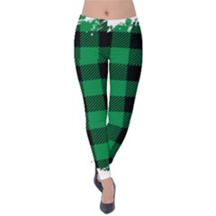 Black And Green Modern Plaids Velvet Leggings by ConteMonfrey