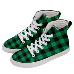 Black And Green Modern Plaids Men s Hi-top Skate Sneakers by ConteMonfrey