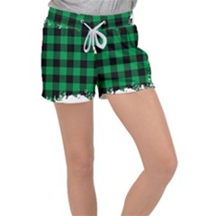 Black And Green Modern Plaids Velour Lounge Shorts