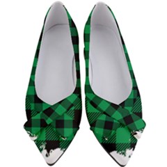 Black And Green Modern Plaids Women s Bow Heels by ConteMonfrey