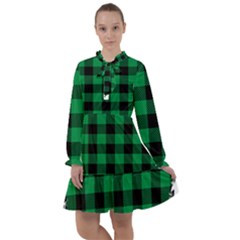 Black And Green Modern Plaids All Frills Chiffon Dress by ConteMonfrey