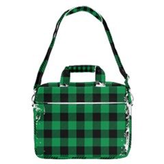 Black And Green Modern Plaids Macbook Pro 16  Shoulder Laptop Bag by ConteMonfrey