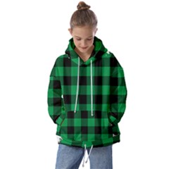 Black And Green Modern Plaids Kids  Oversized Hoodie by ConteMonfrey