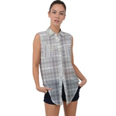 Vintage Gray Plaids Sleeveless Chiffon Button Shirt