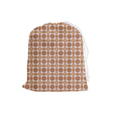 Cute Plaids - Brown And White Geometrics Drawstring Pouch (large) by ConteMonfrey