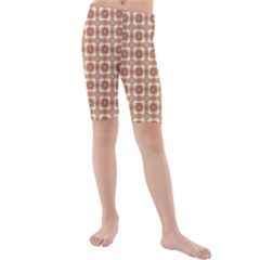 Cute Plaids - Brown And White Geometrics Kids  Mid Length Swim Shorts by ConteMonfrey