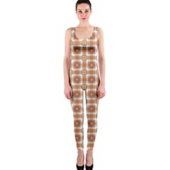 Cute Plaids - Brown And White Geometrics One Piece Catsuit by ConteMonfrey