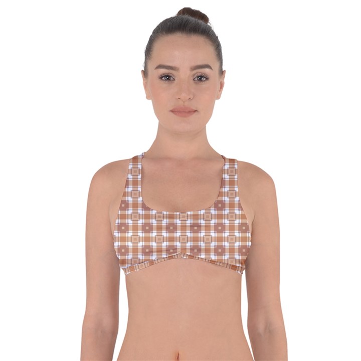 Cute plaids - Brown and white geometrics Got No Strings Sports Bra