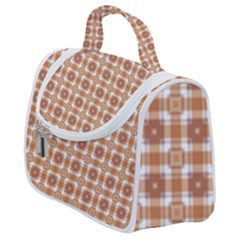 Cute Plaids - Brown And White Geometrics Satchel Handbag by ConteMonfrey