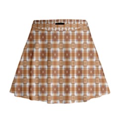 Cute Plaids - Brown And White Geometrics Mini Flare Skirt by ConteMonfrey