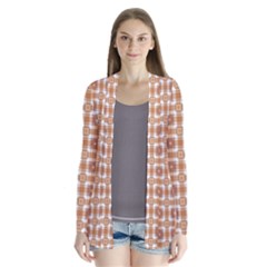 Cute Plaids - Brown And White Geometrics Drape Collar Cardigan by ConteMonfrey