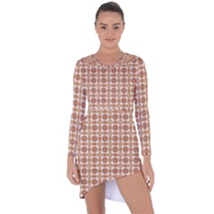 Cute Plaids - Brown And White Geometrics Asymmetric Cut-out Shift Dress by ConteMonfrey