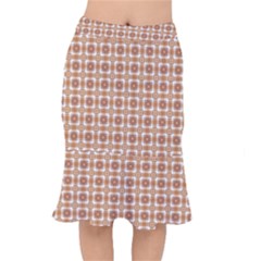 Cute Plaids - Brown And White Geometrics Short Mermaid Skirt by ConteMonfrey