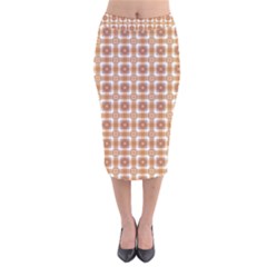 Cute Plaids - Brown And White Geometrics Velvet Midi Pencil Skirt by ConteMonfrey