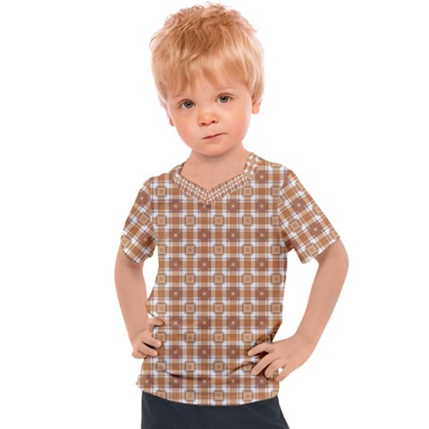 Cute Plaids - Brown And White Geometrics Kids  Sports Tee by ConteMonfrey