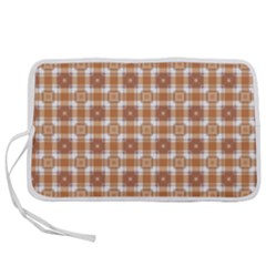 Cute Plaids - Brown And White Geometrics Pen Storage Case (m) by ConteMonfrey