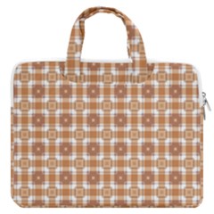 Cute Plaids - Brown And White Geometrics Macbook Pro 13  Double Pocket Laptop Bag by ConteMonfrey