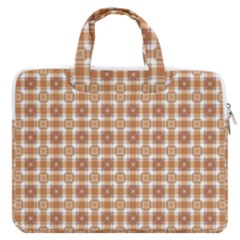 Cute Plaids - Brown And White Geometrics Macbook Pro 16  Double Pocket Laptop Bag  by ConteMonfrey