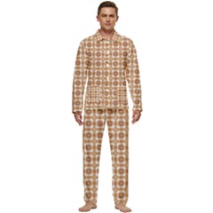 Cute Plaids - Brown And White Geometrics Men s Long Sleeve Velvet Pocket Pajamas Set by ConteMonfrey