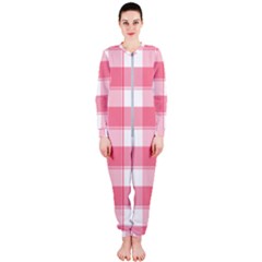 Pink And White Plaids Onepiece Jumpsuit (ladies) by ConteMonfrey