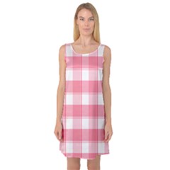 Pink And White Plaids Sleeveless Satin Nightdress by ConteMonfrey