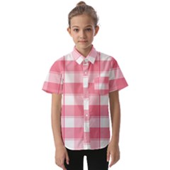 Pink And White Plaids Kids  Short Sleeve Shirt by ConteMonfrey