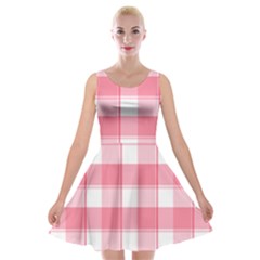 Pink And White Plaids Velvet Skater Dress by ConteMonfrey