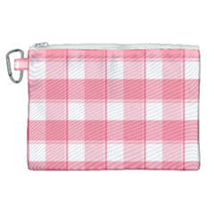 Pink And White Plaids Canvas Cosmetic Bag (xl) by ConteMonfrey