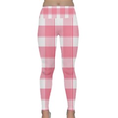 Pink And White Plaids Lightweight Velour Classic Yoga Leggings