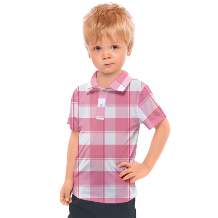 Pink and white plaids Kids  Polo Tee