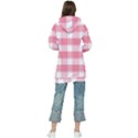 Pink and white plaids Women s Long Oversized Pullover Hoodie View2