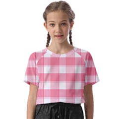 Pink And White Plaids Kids  Basic Tee by ConteMonfrey